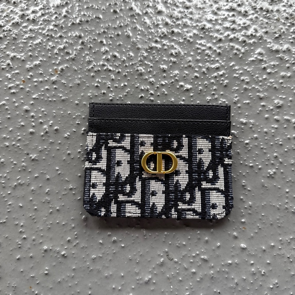 Dior Black and White Card Holder with Gold Accent